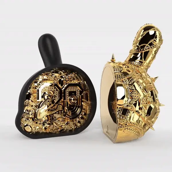 20th Anniversary Dunny Head 12" Art Figure - "Crown Jewels" by Tristan Eaton - Black & Gold Edition (Limited Edition of 300) - Image 5