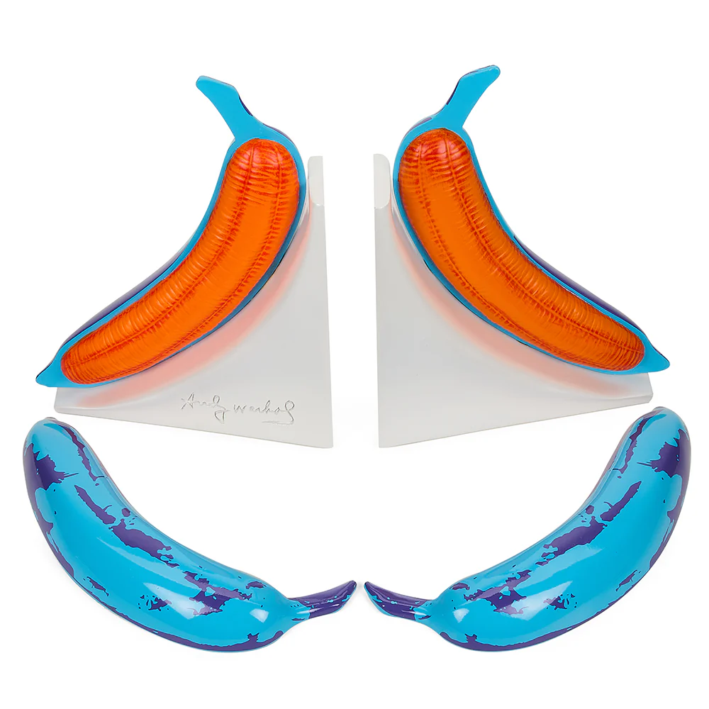 Andy Warhol 10” Lustre Gloss Resin Bookends - Blue Banana - SOLD OUT - Image 3