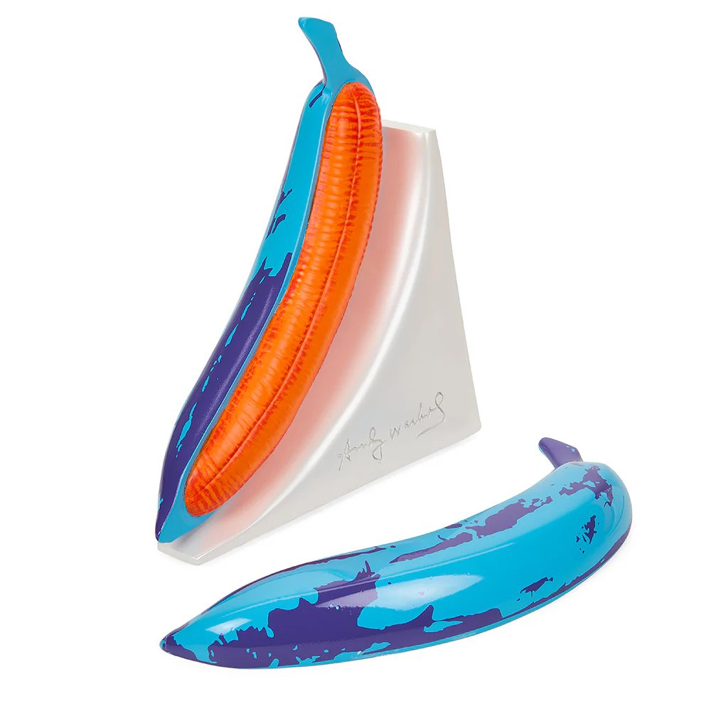 Andy Warhol 10” Lustre Gloss Resin Bookends - Blue Banana - SOLD OUT - Image 5