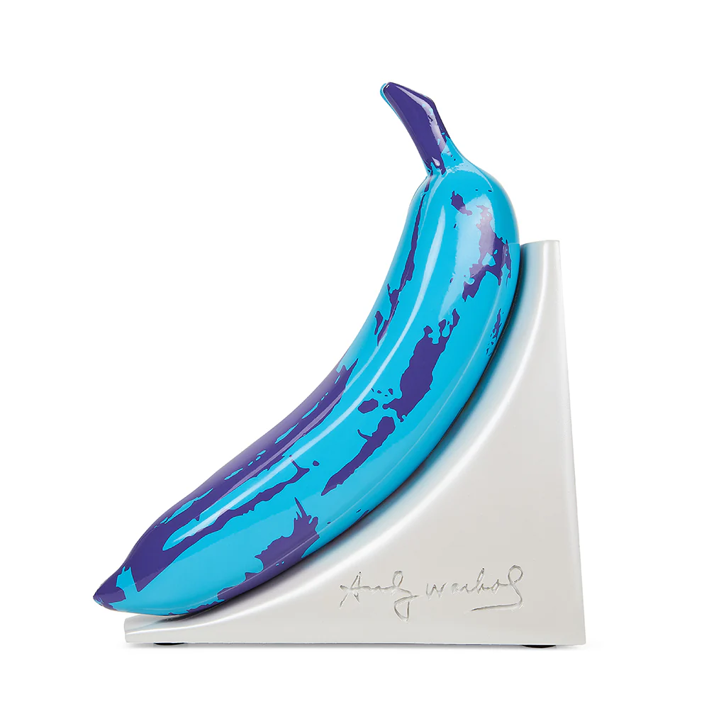 Andy Warhol 10” Lustre Gloss Resin Bookends - Blue Banana - SOLD OUT - Image 6