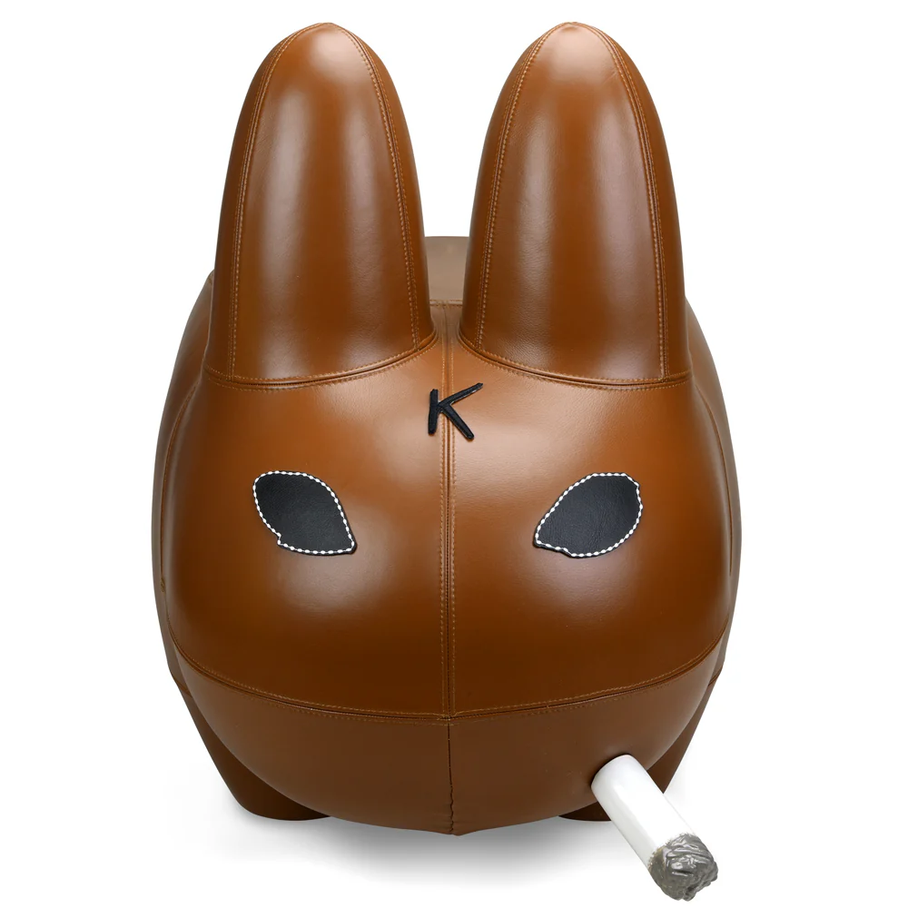 Kidrobot Art Giant Leather Smorkin' Labbit Stool - Brown Edition - Image 3