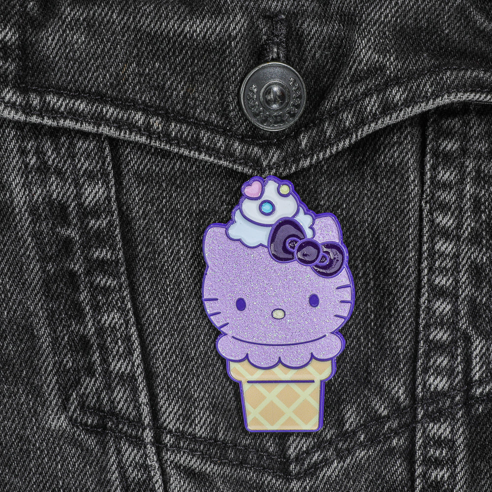 Hello Kitty® Ice Cream Cone Pin - Glitter Ube Edition - Kidrobot.com Exclusive (Limited Edition of 300) - Image 2
