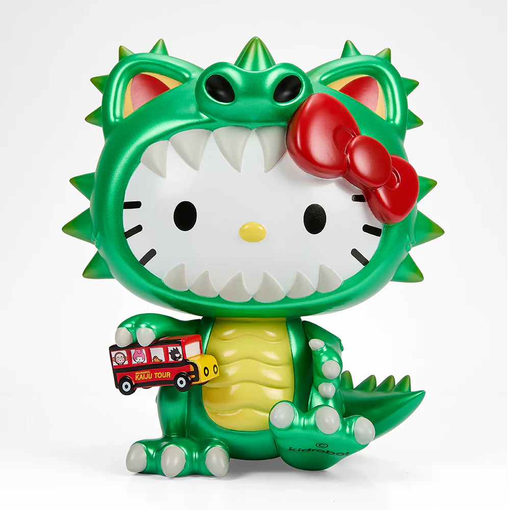 Hello Kitty® Kaiju Cosplay 8" Vinyl Art Figure - Metallic Green Edition - Image 2