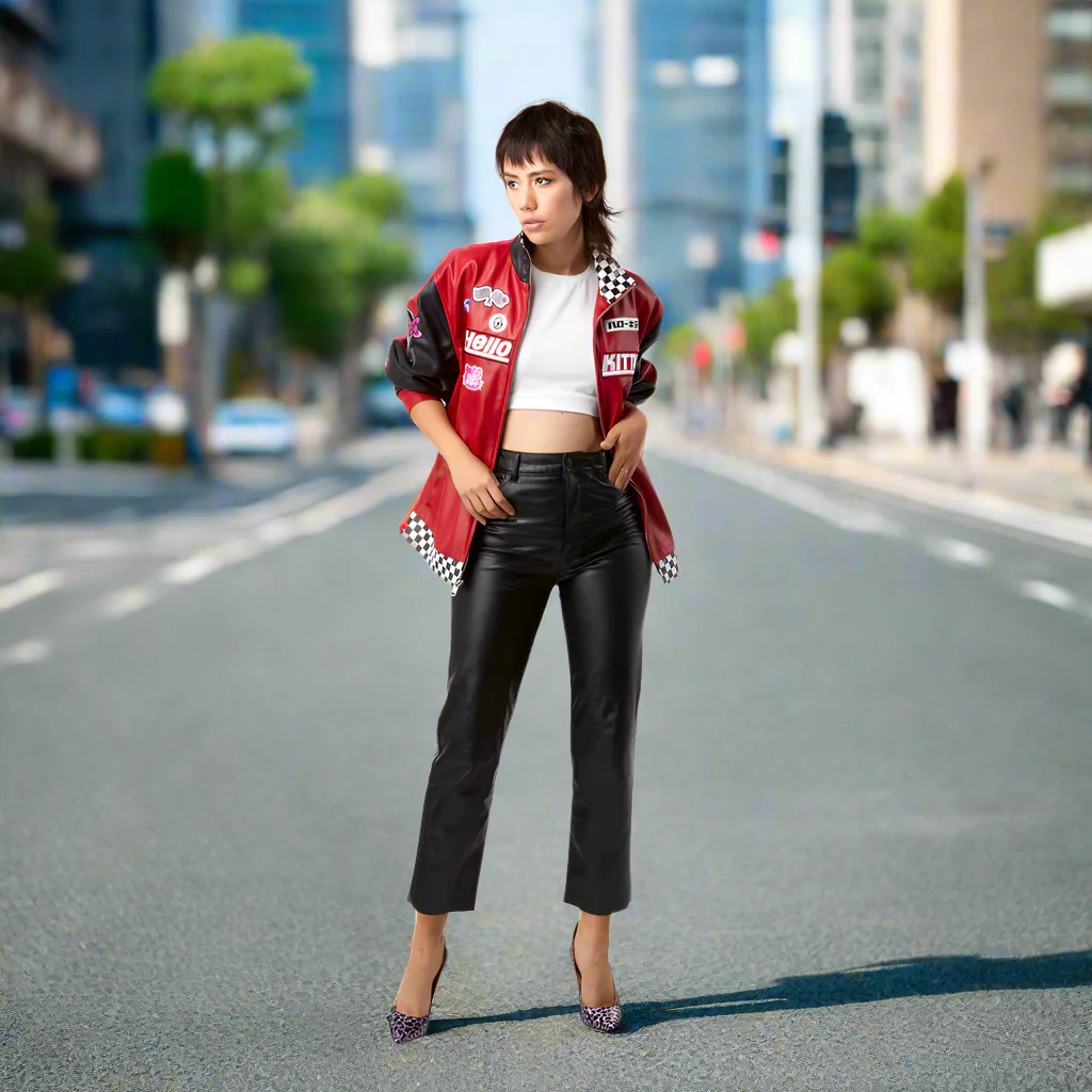 Hello Kitty® Tokyo Speed Red Moto Jacket by Kidrobot - Limited Edition - Image 4