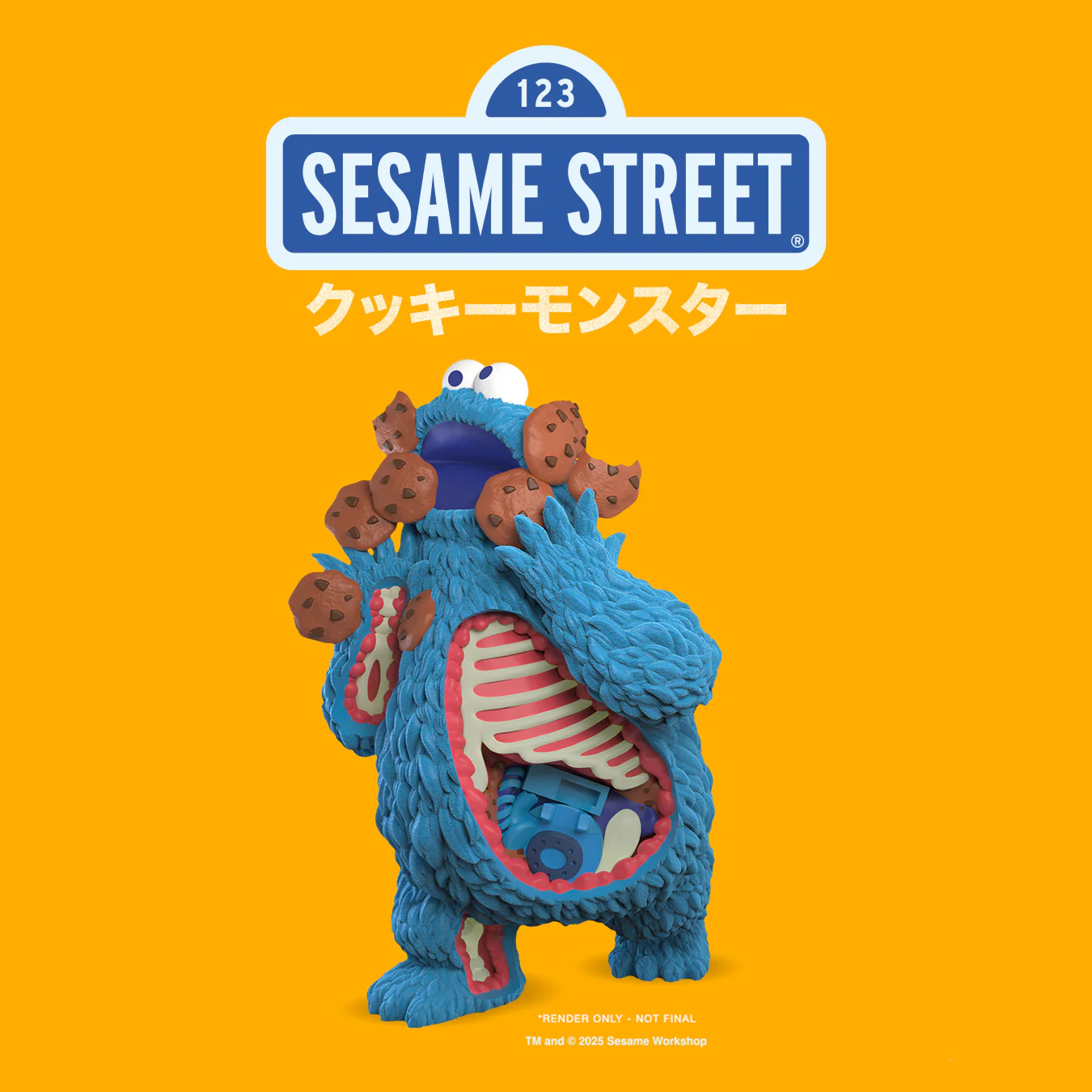 Sesame Street - Kaiju Anatomy Cookie Monster 8" Flocked Vinyl Art Figure - SOLD OUT - Image 15